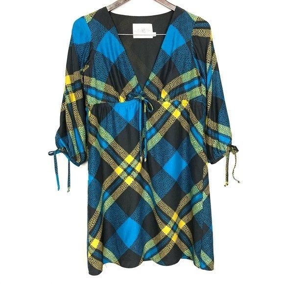 alice & trixie silk dress Alice Trixie S Multicolored Abstract Floral 100% Silk Dropwaist Ruffle Dress 658