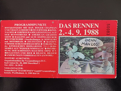 Seltene Werner Veranstaltung Konzertkarte 1988 BAP Musik Rock Comics Comic Karte
