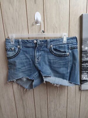 Miss Me Jeans ''Ice Picked Stitch'' Fraying Trim Shorts Size 30