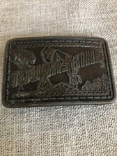 vtg Toughskins belt buckle - sears demin line - sqaure shaped vintage