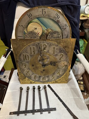 Antikes musikalisches 5 Röhren 8 Tage Longcase Uhrwerk und Mondphasen Zifferblatt