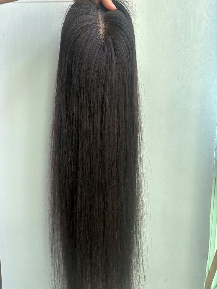 5英寸X5英寸单声道带丝绸顶帽,处女人类精美发饰女式10~30英寸 — 第 3/4 张图片