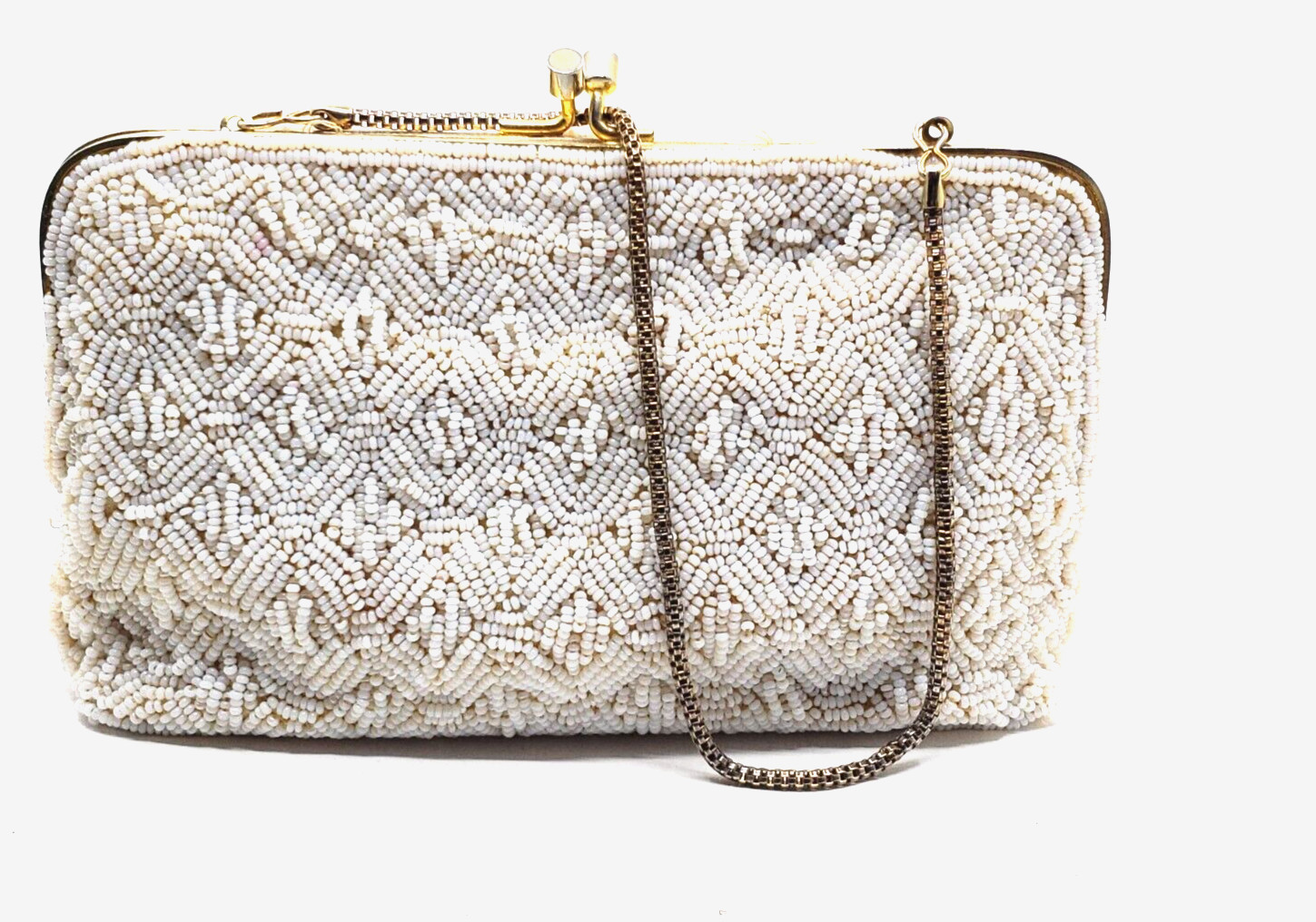 VINTAGE BEADWORK RETRO PATTERN EVENING PURSE HAND… - image 3