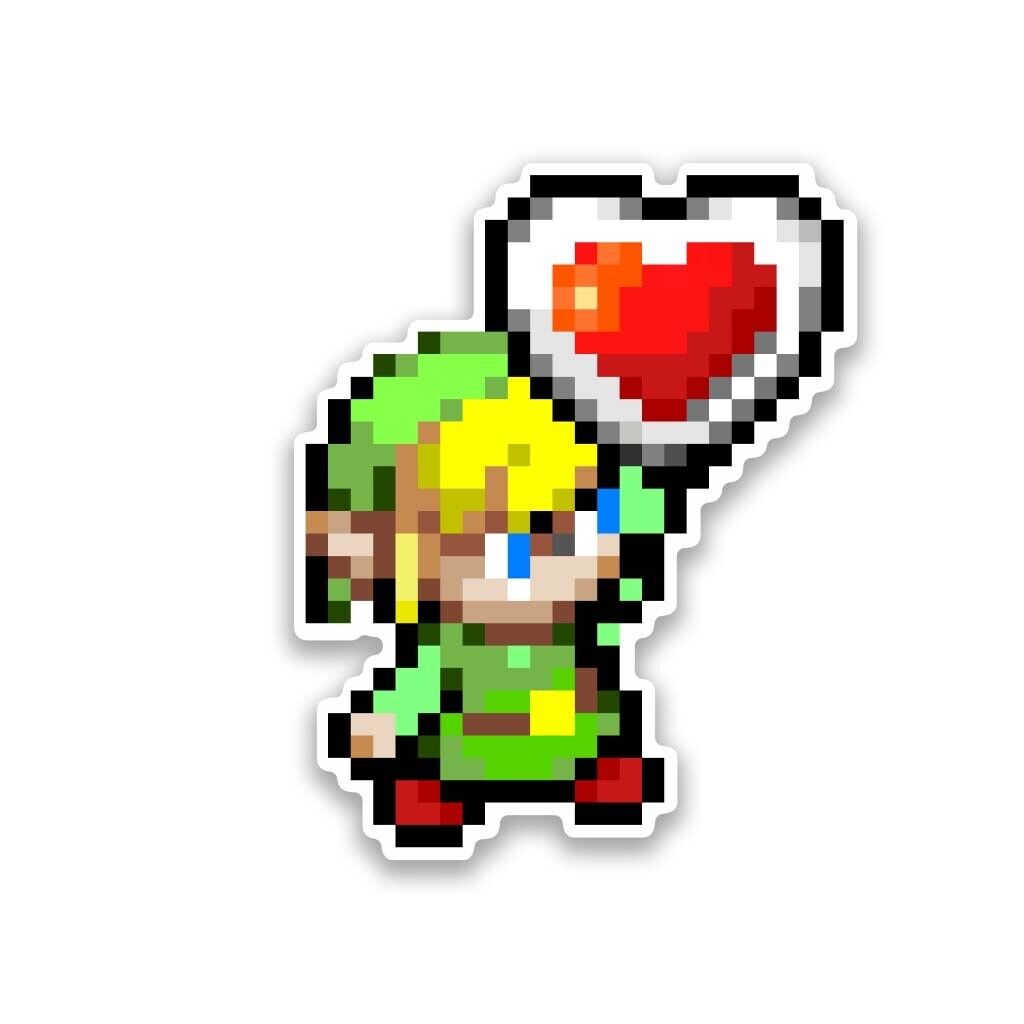 Zelda Link Pixel Vinyl Sticker 3.5 Tall - Includes Two Stickers