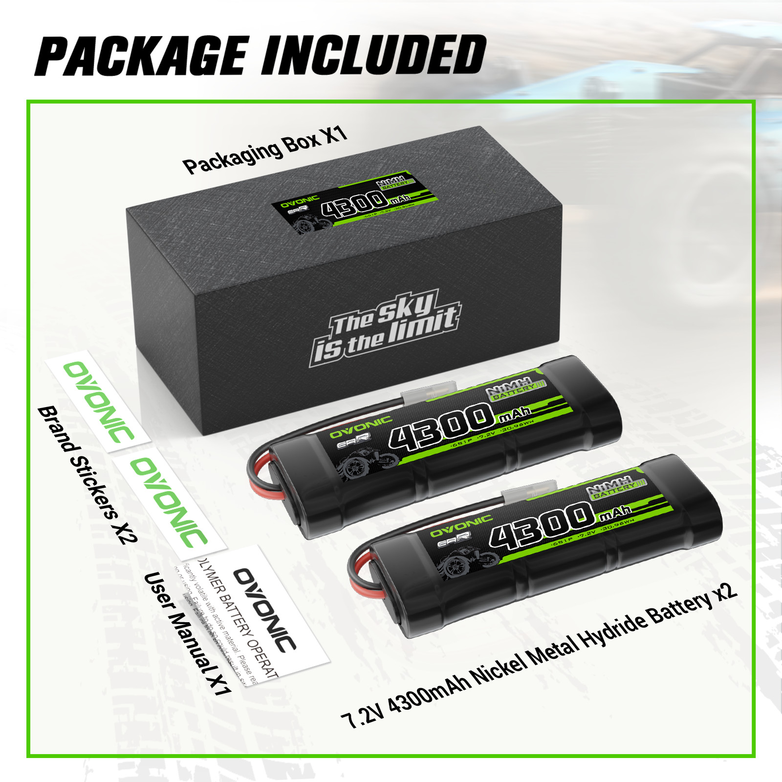 2X Ovonic 4300mAh 6 Cell 7.2V NiMH Battery Tamiya for RC Car truck Buggy Crawler