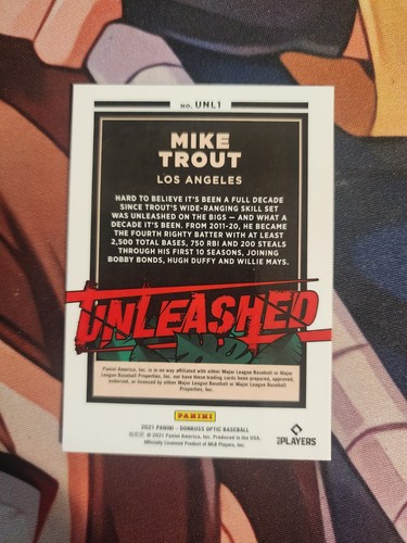 2021 Panini Donruss Optic Mike Trout Insert Unleashed UNL1 Los Angeles Angels X1 - Picture 2 of 4