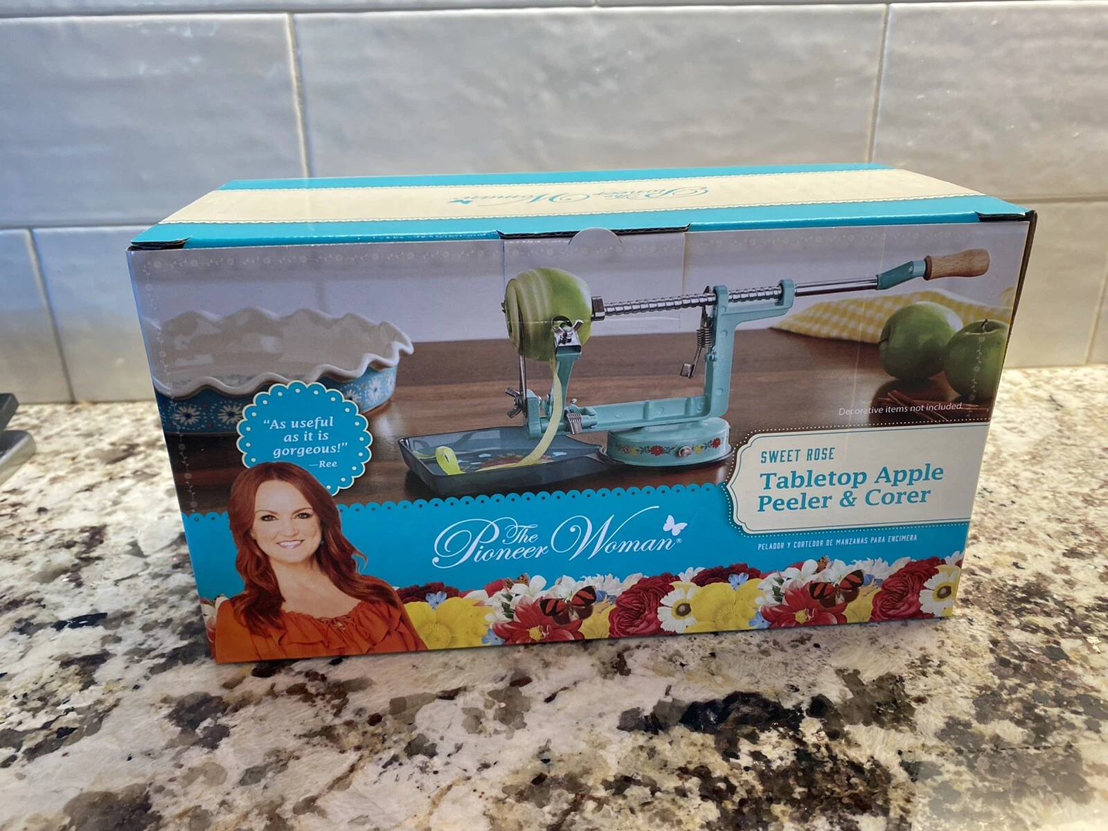 Pioneer Woman Sweet Rose Tabletop Apple Peeler & Corer-NEW