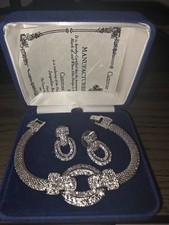 Camrose & Kross Jacqueline Kennedy's Rhodium Plated Mesh Jewelry Set w Box & COA