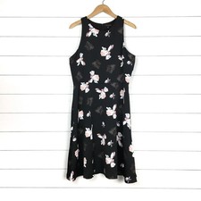 NWT BANANA REPUBLIC Floral Sleeveless Fit Flare Dress Black Pink 14 Pretty New