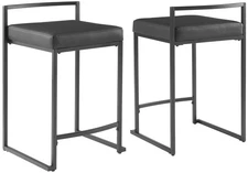 Harlowe Upholstered Seat Counter Height Bar Stools Set of 2, Kitchen and Dini...