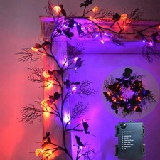 Halloween Decor Lights 8.86FT 72 LED Willow Vine Twig with Timer Battery Oper...