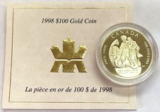 1998 CANADA $100 PROOF 1/4 OZ GOLD NOBEL PEACE PRIZE COMMEMORATIVE COIN 5140.00 per troy oz