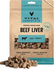 Vital Essentials Single Ingredient Beef Liver Dog Treats, 15 Oz | Freeze-Dried R