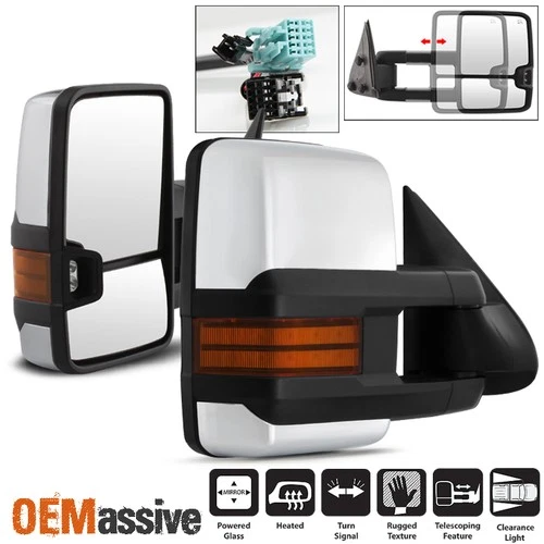 Fit Chrome Cover 03-06 Silverado Suburban Sierra Power Heated LED Towing Mirrors