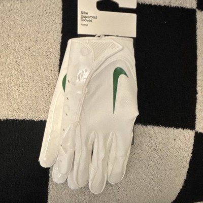 Nike Superbad Football Gloves Oregon Ducks White/Green 3XL Full Finger Pair