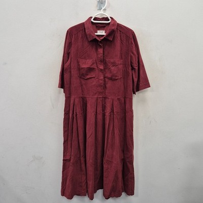 Toast Plissee vorne Midi Shirt Kleid burgunderrot weinrot Taschen Gr Uk 14