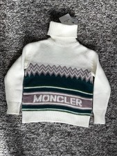 Maglione lana Moncler Dolcevita taglia S nuovo con etichetta bianco/crema con verde rosa