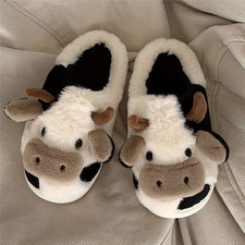 Cow Print Slippers Women Cozy House Shoes Indoor Comfortable Cotton Gift