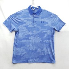 Under Armour Polo Shirt Mens Large Blue Playoff Camo Golf Performance Stretch