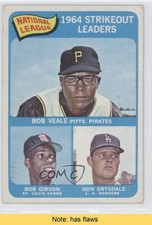 1965 Topps League Leaders Bob Veale Bob Gibson Don Drysdale #12 HOF READ 9ap