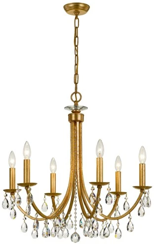 Crystorama Bridgehampton 26"W Antique Gold 6-Light Crystal Chandelier - Picture 2 of 6