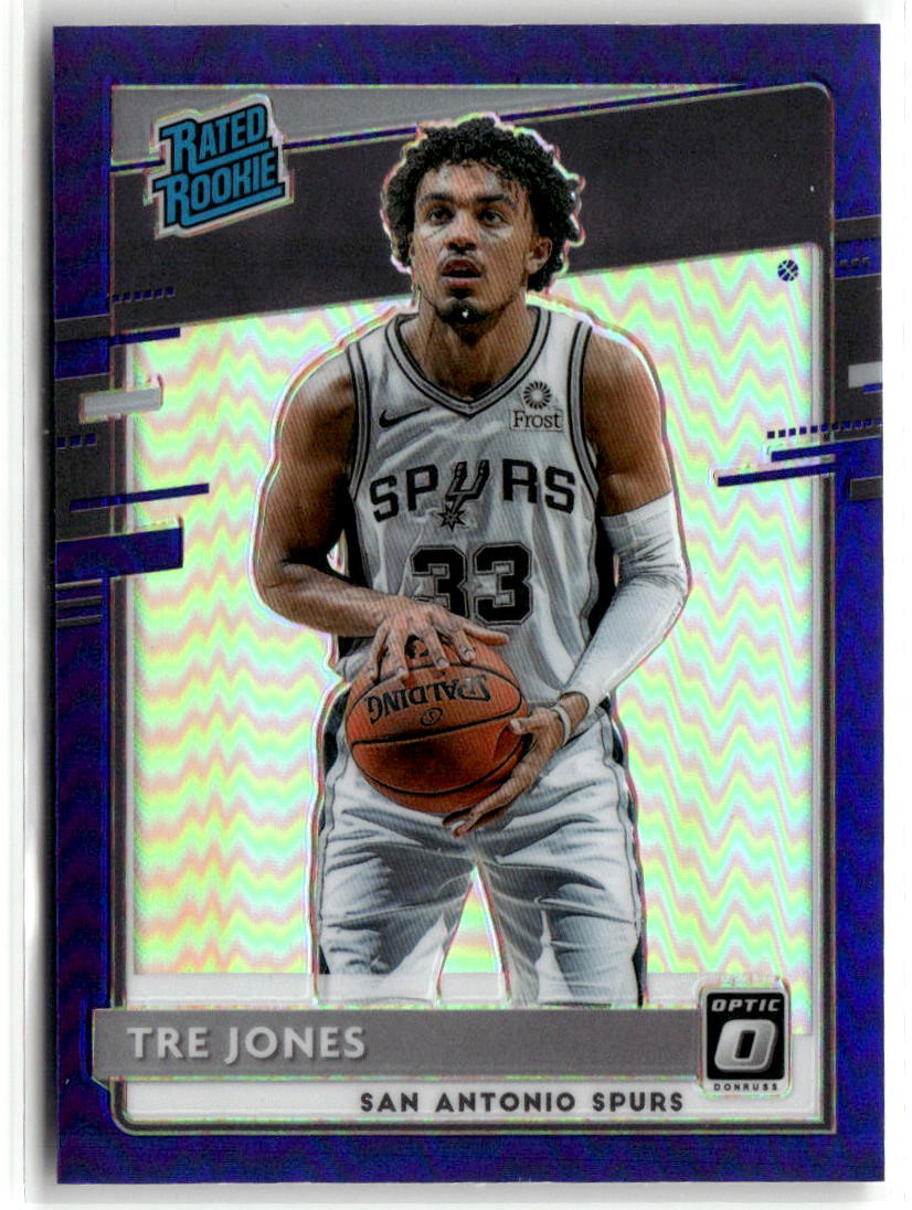 2020-21 Donruss Optic #188 Tre Jones Purple PRIZM RC RATED ROOKIE