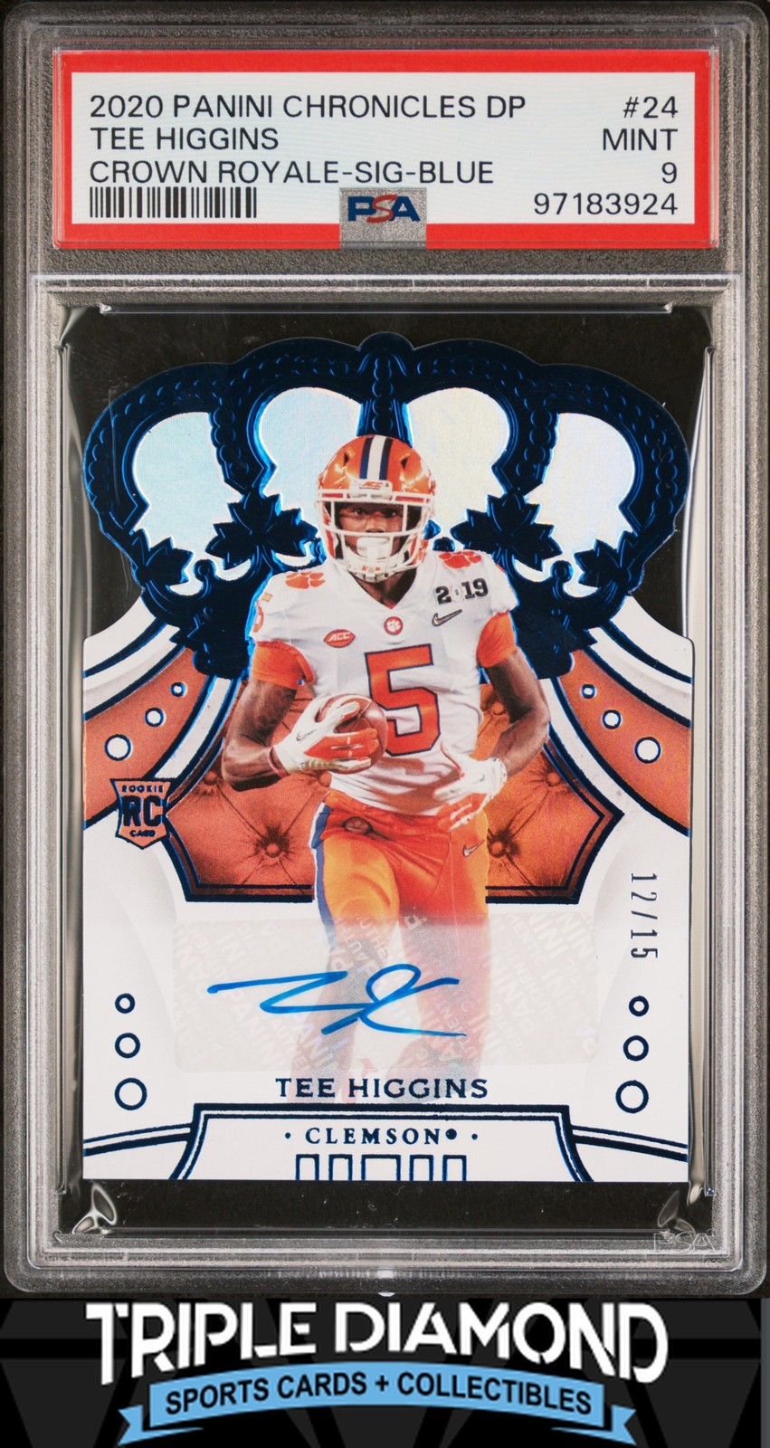 2020 Chronicles DP Crown Royale Tee Higgins Rookie Auto #12/15 PSA 9 C194