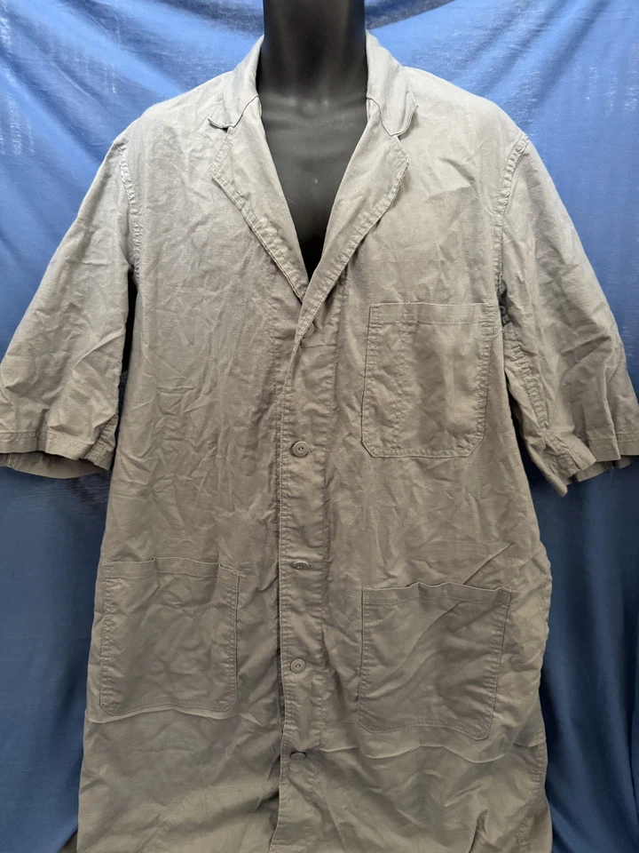 Vintage Auto Mechanic's LAB COAT Smock Gray WORK WEAR Button Down 100% Cotton - Image 4 of 4