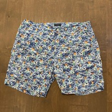 Peter Millar Collection Swim Trunks Mens XL Blue Mermaid Print Drawstring Lined