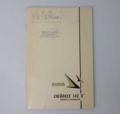 1968 Piper Cherokee 140 B Owner s Handbook PA-28-140 Original Manual