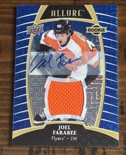 Joel Farabee /99 -2019-20 Upper Deck Allure - Rookies #62 Blue Line Auto Jerseys