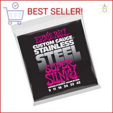 Ernie Ball Super Slinky Stainless Steel Electric Guitar Strings, 9-42 Gauge P02