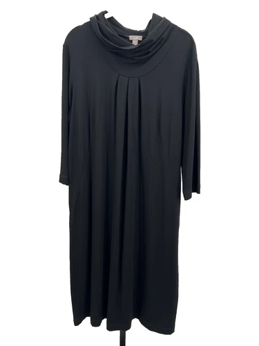 J. Jill Black Cowl Neck Turtleneck Jersey Knit Shift Dress - Size Medium