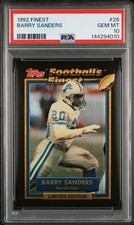 BARRY SANDERS 1992 FINEST PSA 10 ! *FRESHLY GRADED ! *CENTERED SHARP BEAUTY !