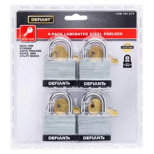 4-Pack 40mm Steel Padlocks Keyed Alike Heavy Duty Lock w/ 4 Keys