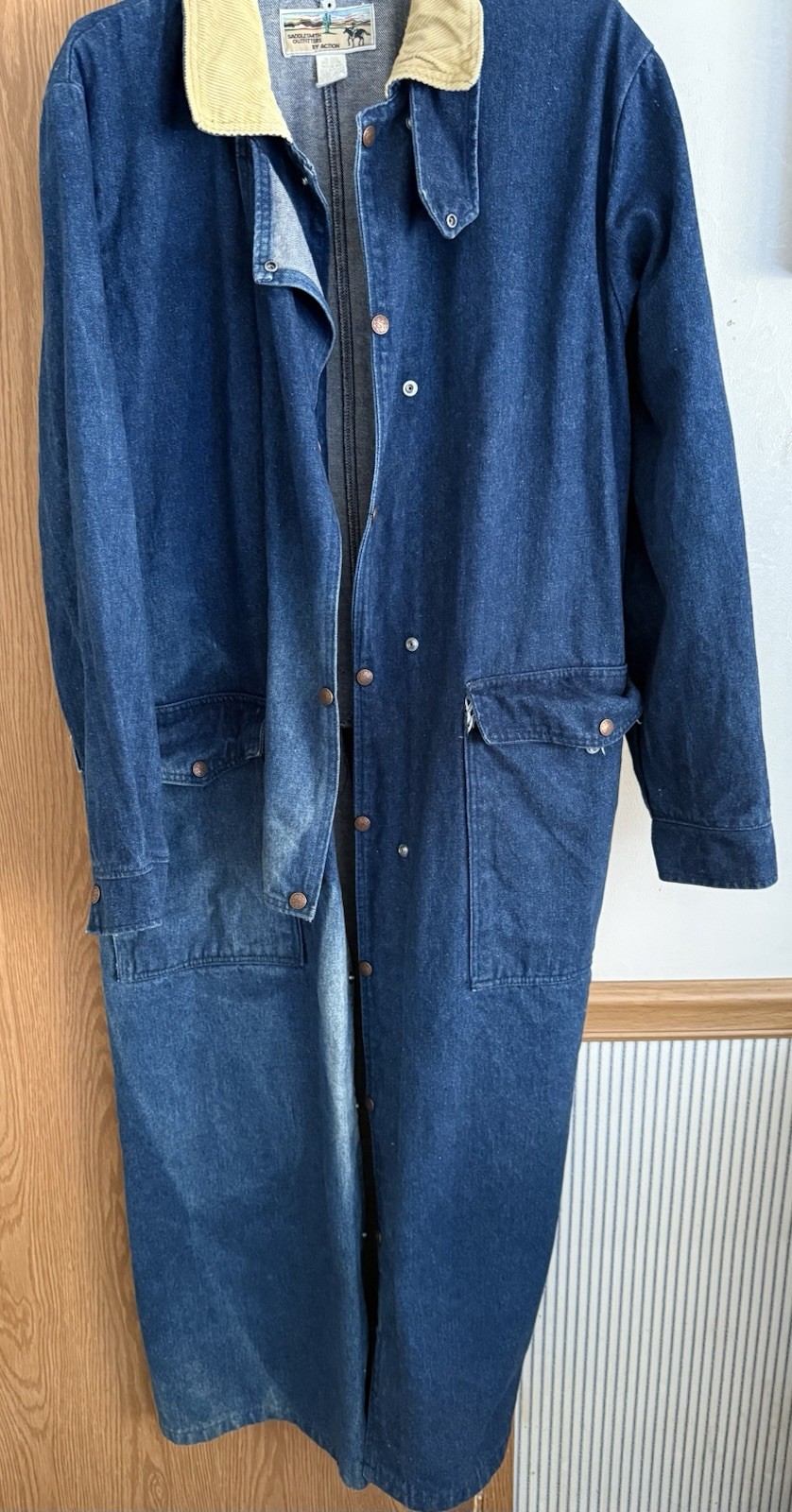 Vintage Men’s Saddlesmith Outfitters By Action Duster Size Large Blue Denim 