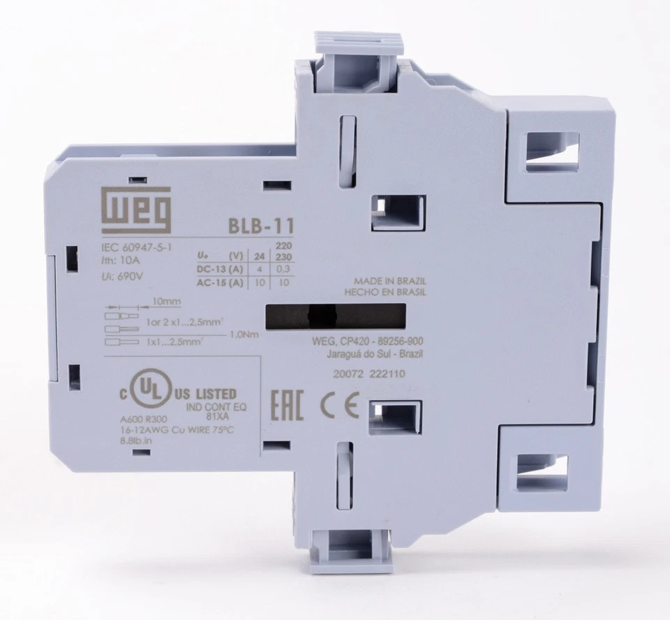 Weg BLB-11 Side Mount Auxiliary Contact Block for CWB Series