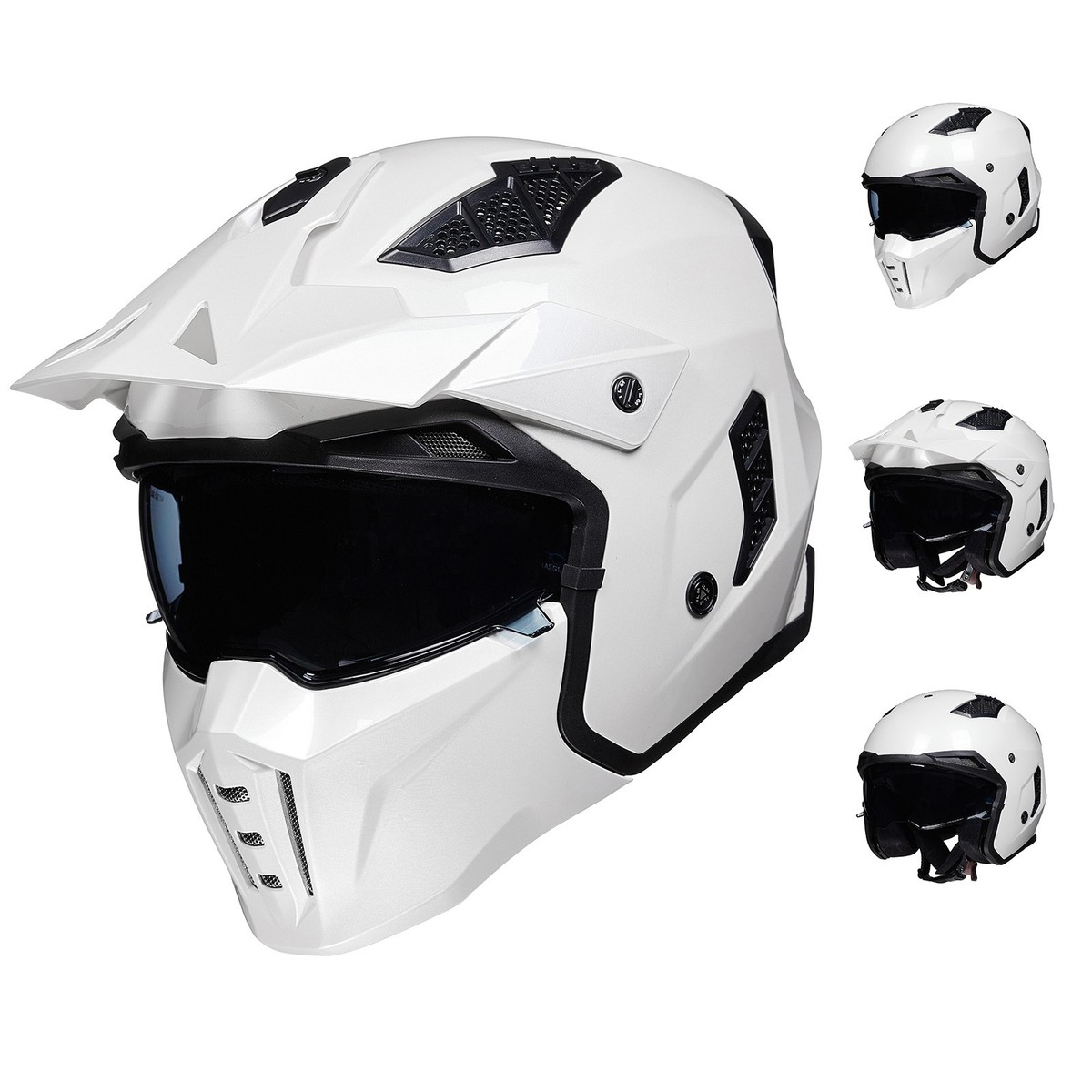 ILM Open Face Motorcycle 3/4 Half Helmets Vintage Retro ATV Cruiser White  DOT | eBay
