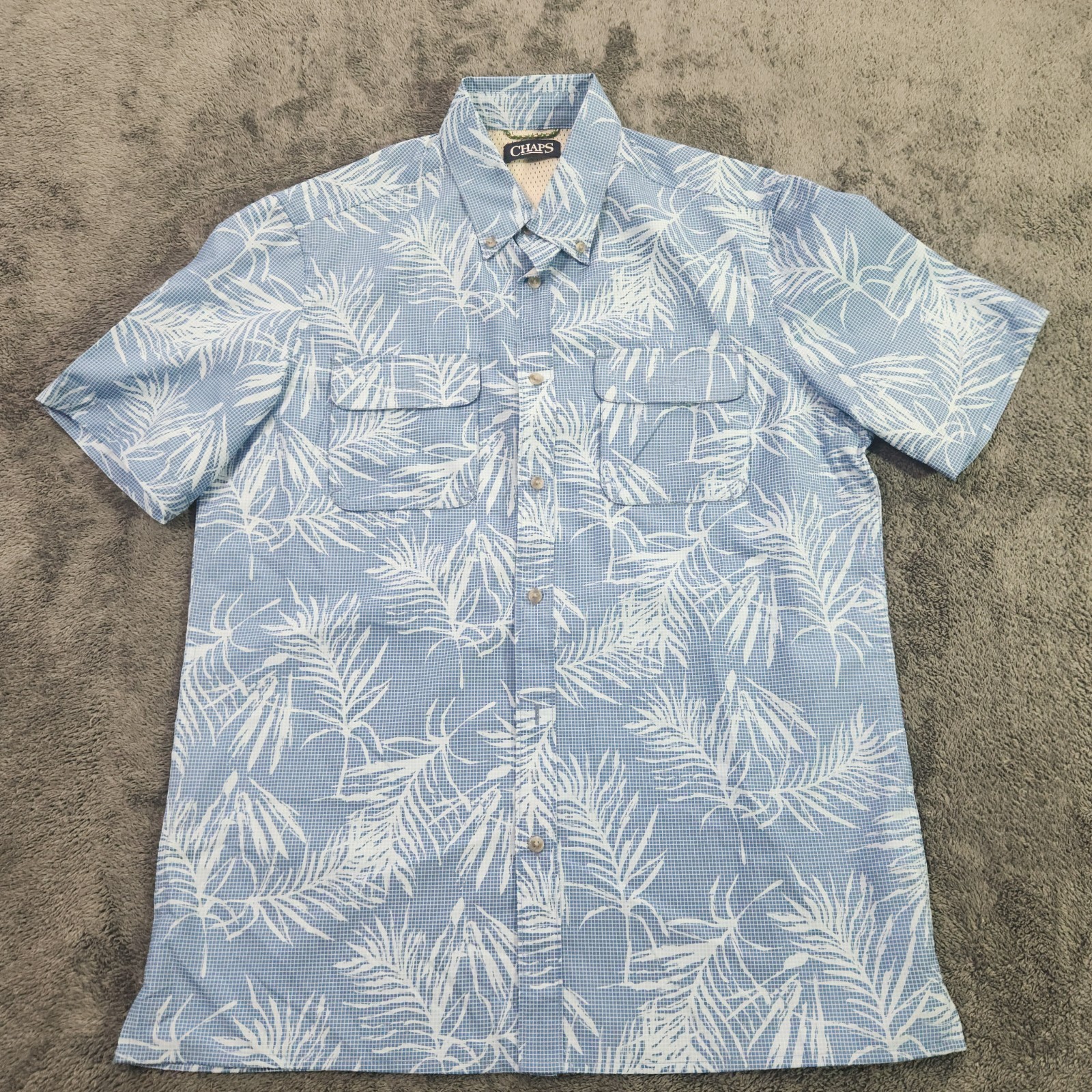 CHAPS Blue Leaf Hawaiian Performance Button Up Me… - image 2