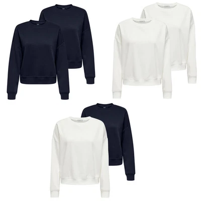 ONLY Damen Sweatshirt 2er Pack - ONLSWEAT LIFE CREW OVERSIZE SWT, Rundhals, B... - Bild 1 von 4