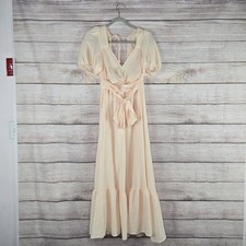 Revolve ASTR the Label Cream Twist Bust Tie Open Back Midi Dress Large
