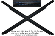 BLUE STITCH 2X DOOR SILL TRIM LEATHER SKIN COVERS FITS VW GOLF MK2 JETTA 83-92