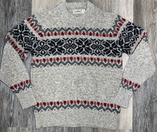 Vintage Eddie Bauer Fair Isle Snowflake Wool Ski Sweater Womens Size Large