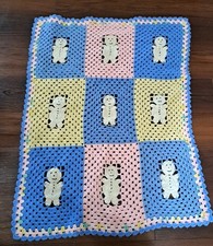 Handmade Colorful Crochet Baby Blanket With Snowmen
