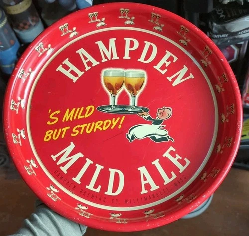 Vintage Hampden Ale Beer Metal Advertising Tray Sign Willmansett Massachusetts