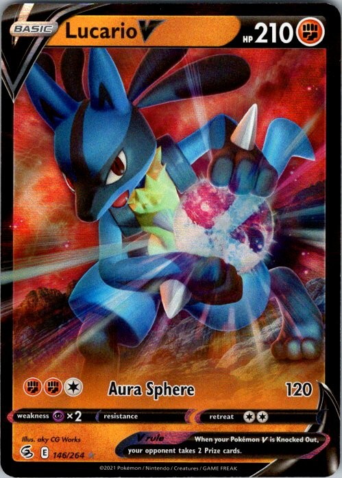 Lucario V Holo Ultra Rare SWSH08: Fusion Strike 146/264 NM aky CG Works