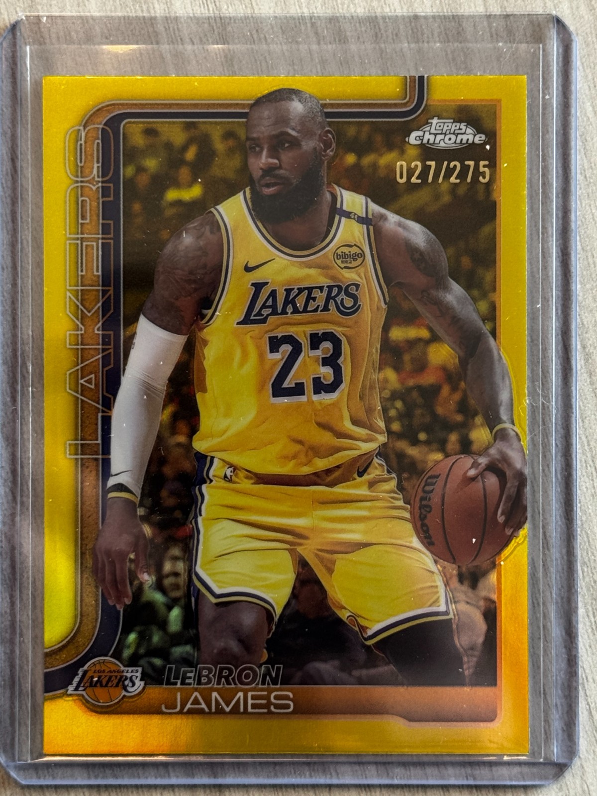 Lebron James 2025-26 Topps Chrome Basketball #127 Yellow Refractor 027/275