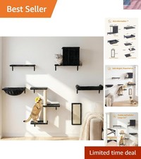 Heavy Duty Cat Wall Shelves - 6-in-1 Deluxe Cat Furniture for Large Cats