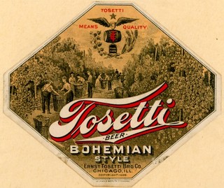 Pre Pro Ernst Tosetti Brewing Co. Bohemian Beer Bottle Label Chicago IL