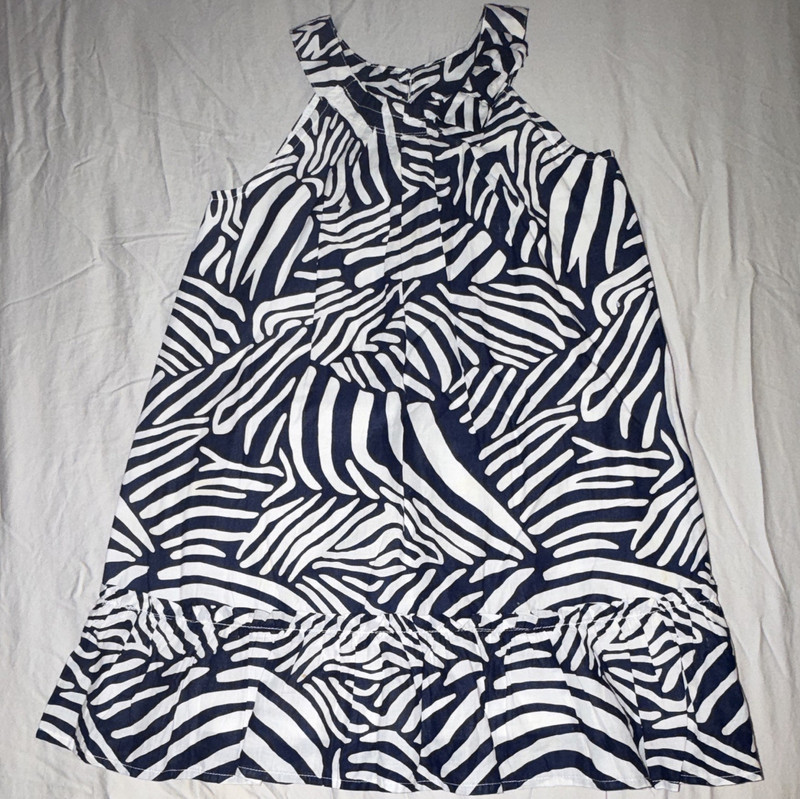 Gymboree Girls Size 6 Blue/White Zebra Print Sleeveless Sundress Ruffle
